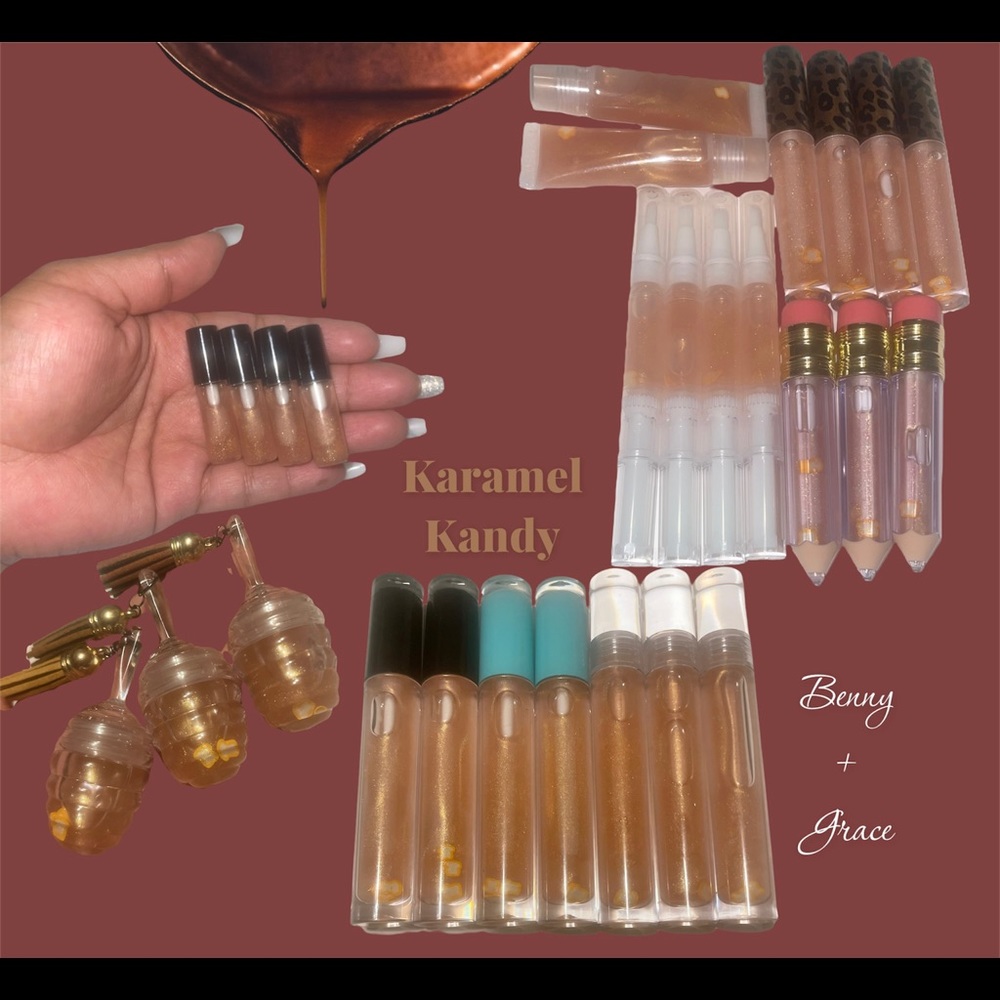Karamel kandy flavored lipgloss.